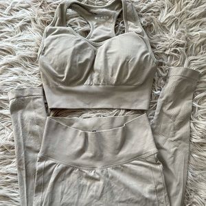 khaki matching workout set